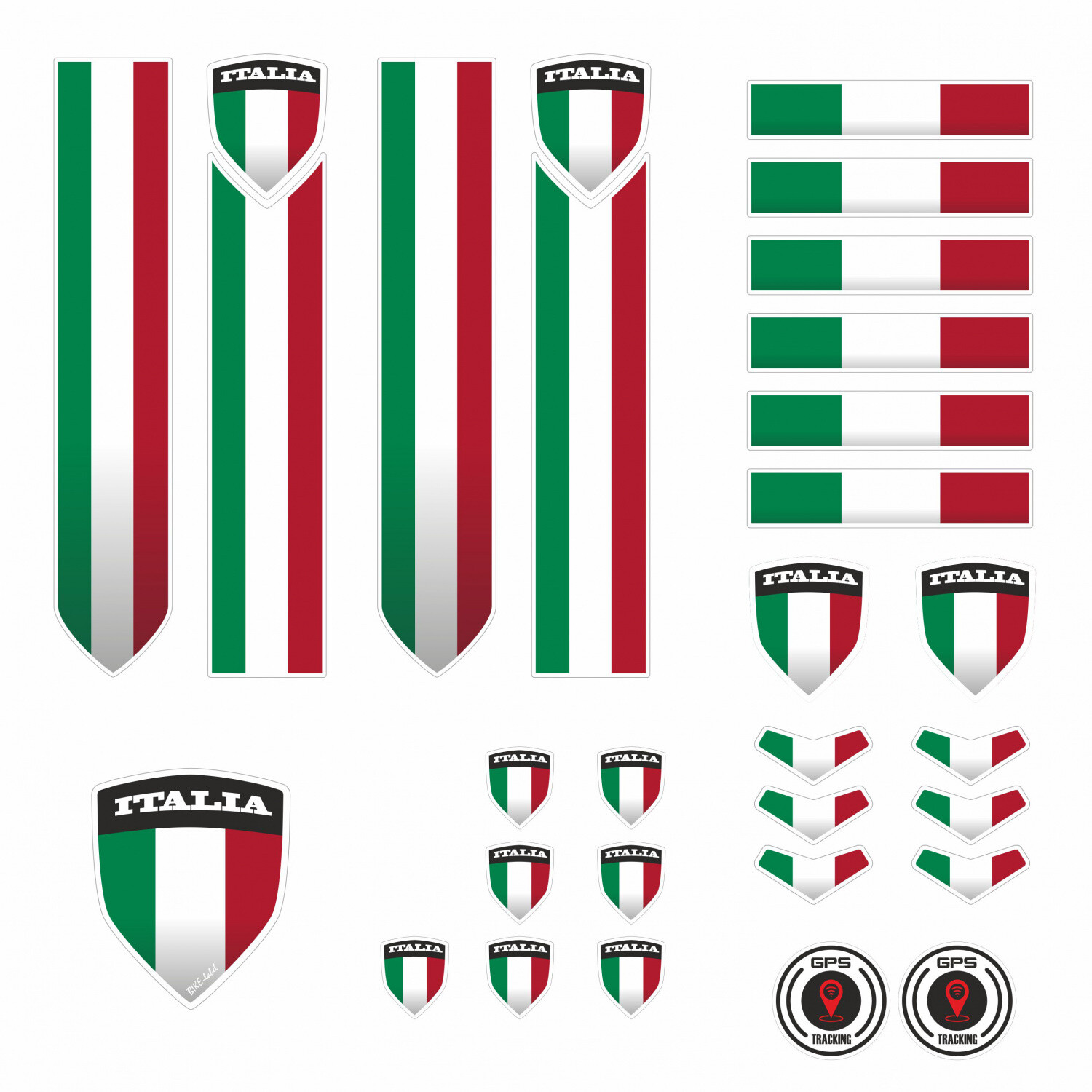 Sticker Bicycle Frame 28pcs Fan Sticker Set E-Bike Scooter Italy Flag
