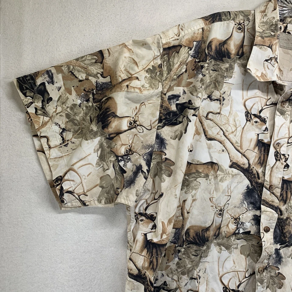 Camisa informal con botones para hombre con estampado de ciervos cazador de agua transparente Outfitters 2XL Foto 3 de 4