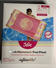 Justice Inflatable Hammock Pool Float Converts to Chair Drifter Saddle Pink NEW