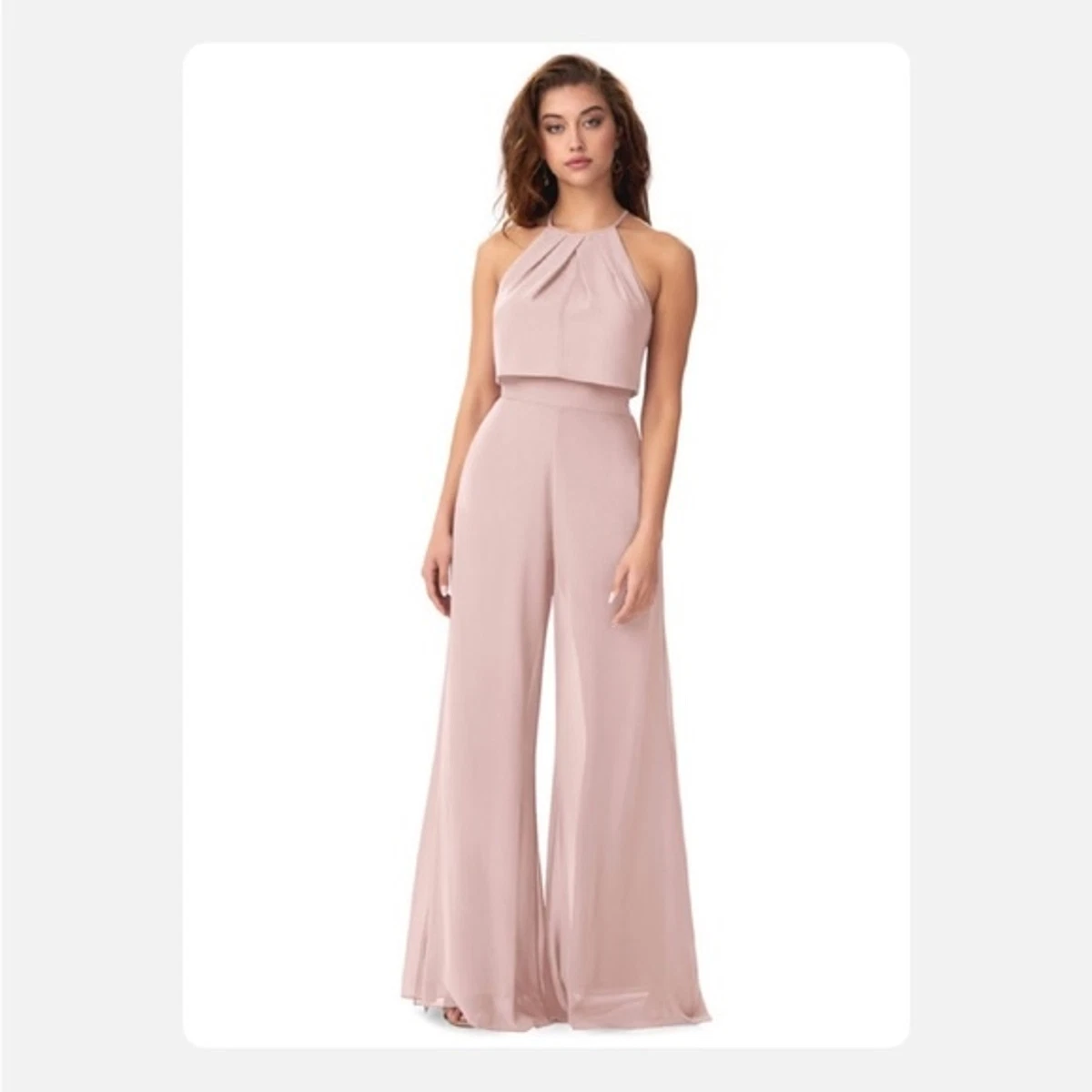 Azazie Dusty Rose Kenzi Halter Bridesmaid Jumpsuit