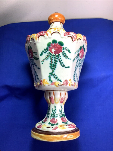 Estate Majolica Faience Vase Hatpin Flower Holder Italy Signed Numbered 467 - Picture 8 of 11