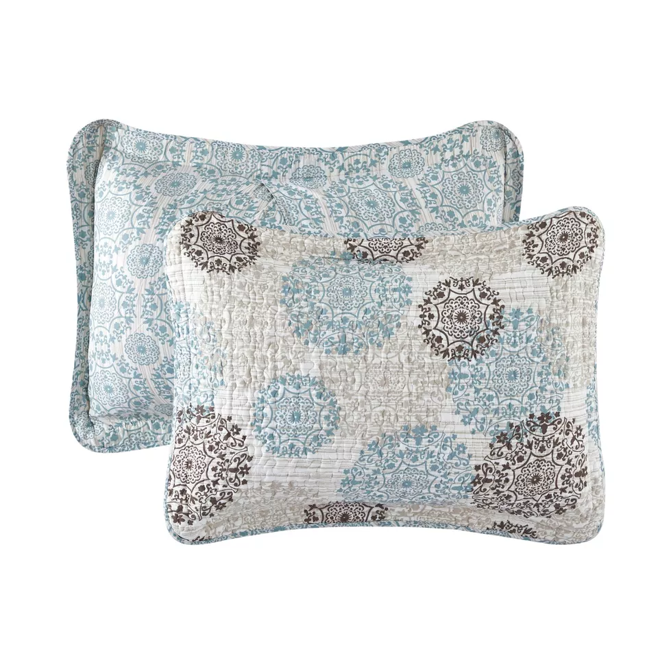 Juego de colchas de microfibra impresas medallón marino HST 6 piezas camafeo azul Foto 4 de 4