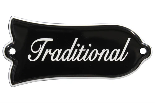 Engraved "Traditional" Truss Rod Cover for Gibson Les Paul Guitars 2ply B/W