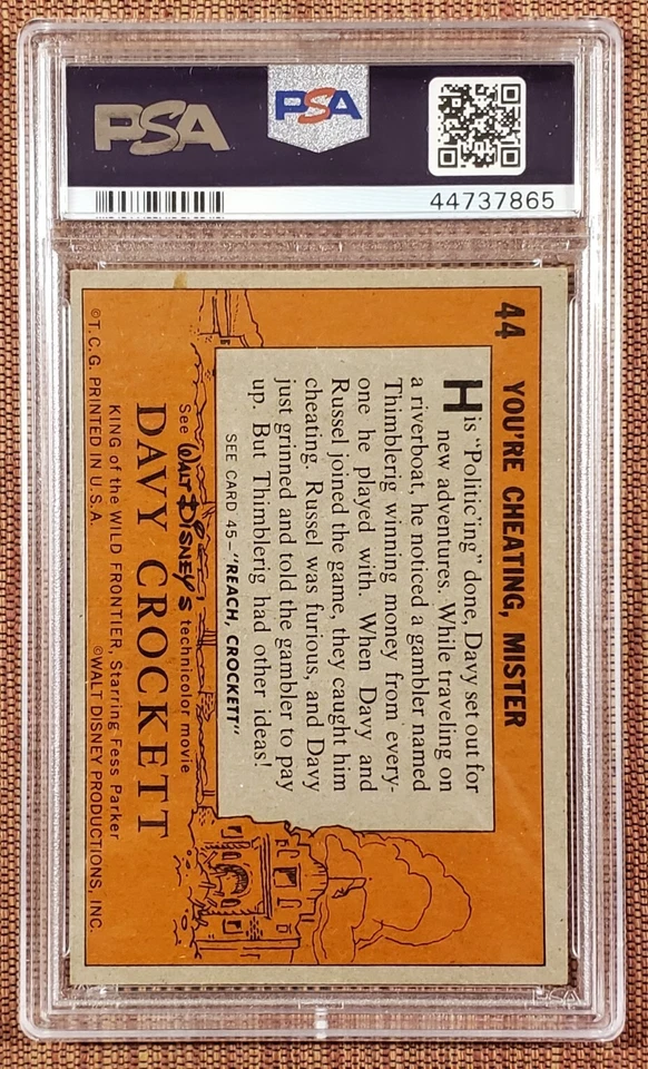 1956 Orange Davy Crockett #44 You're Cheating Mister Original Collector Card PSA - Image 2 of 2