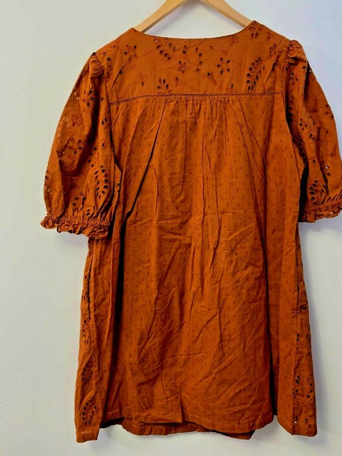 Universal Thread Womens Dress Brown Size XXL Eyelet Balloon Elbow Sleeve Lined for sale online 