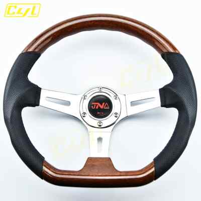 14inch 350mm Classic Vintage Wood Style Steering Wheel Deep Dish D Shape Sports