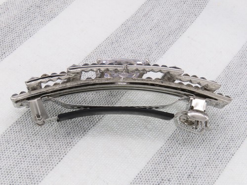 Luxury Classic Square Art Hair Metal Barrette Clasp Clip Black Austrian crystal - Picture 7 of 9