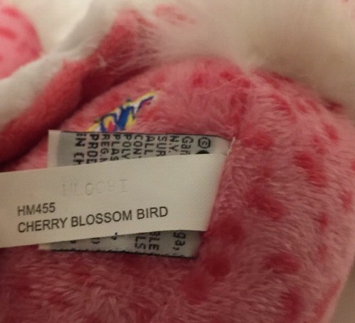 Ganz PINK WHITE CHERRY BLOSSOM BIRD 9х13" Plush Stuffed Animal Webkinz No Code - Picture 5 of 5