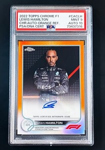 2022 Topps Chrome Formula1 F1 Lewis Hamilton /25 Orange Autograph 10 PSA 9 Mint