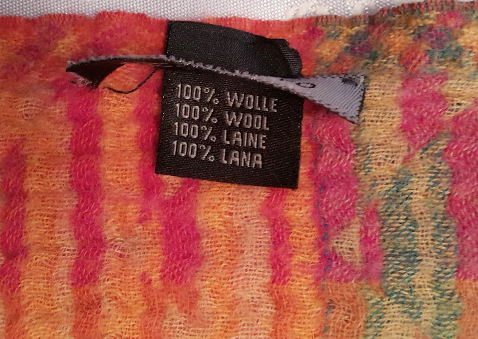 Alemania-Codello Arte Azteca Jacquard Rosa Rojo Naranja 100% Lana Bufanda Larga Flecos Foto 4 de 4