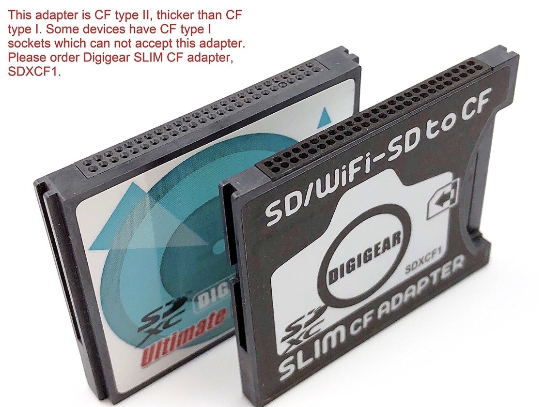 SD SDHC SDXC WiFi-SD eyefi to Type I Compact Flash Card DIGIGEAR SLIM CF Adapter