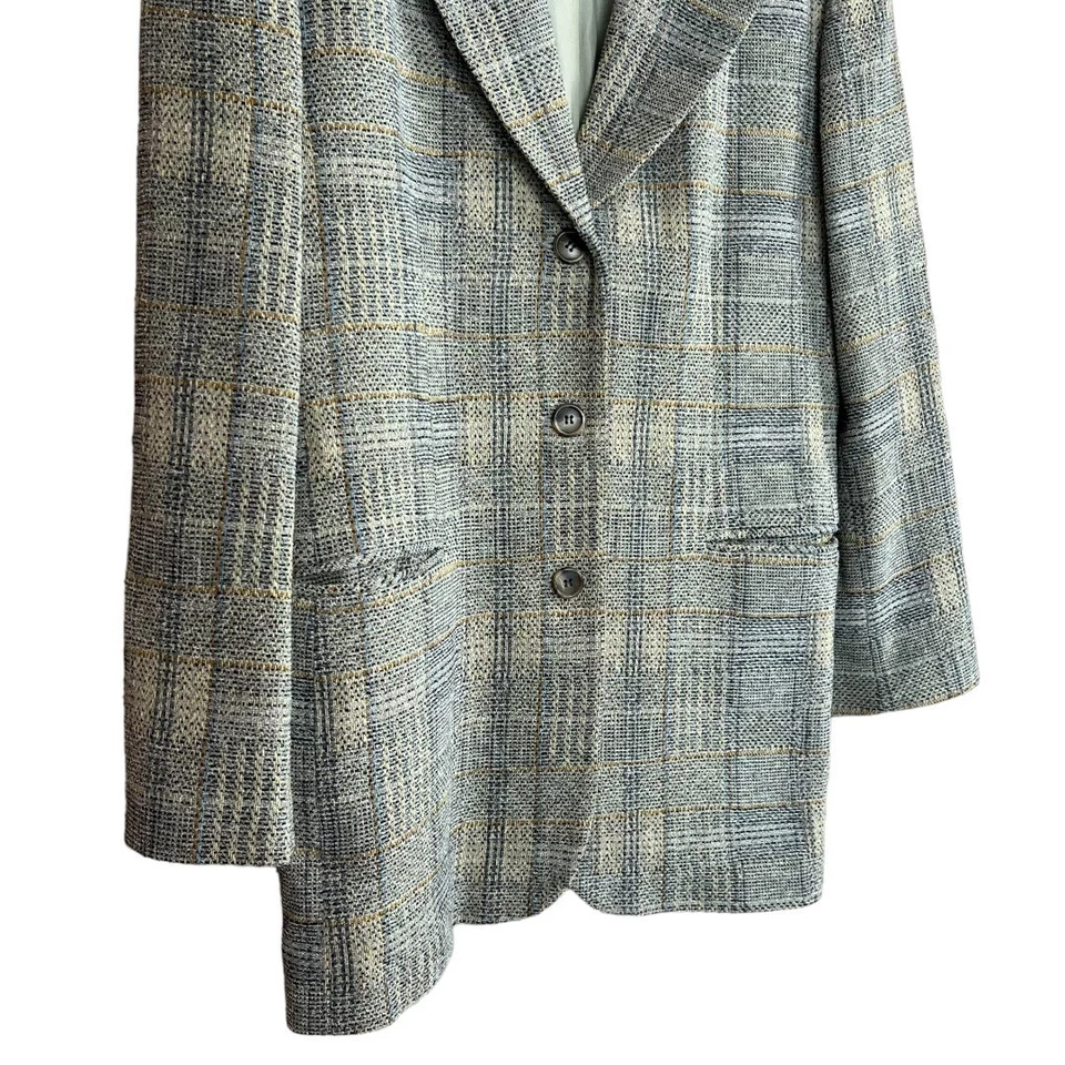 Blazer Tweed Vintage Años 90 Informal Esquina Manga Larga Multicolor Mezcla Lana 18 Foto 2 de 4