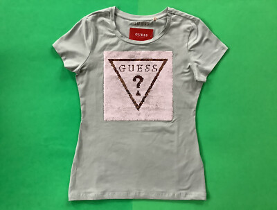 GUESS Los Angeles Women s Short Sleeve T-Shirt Size SMALL Green w/White, Gold