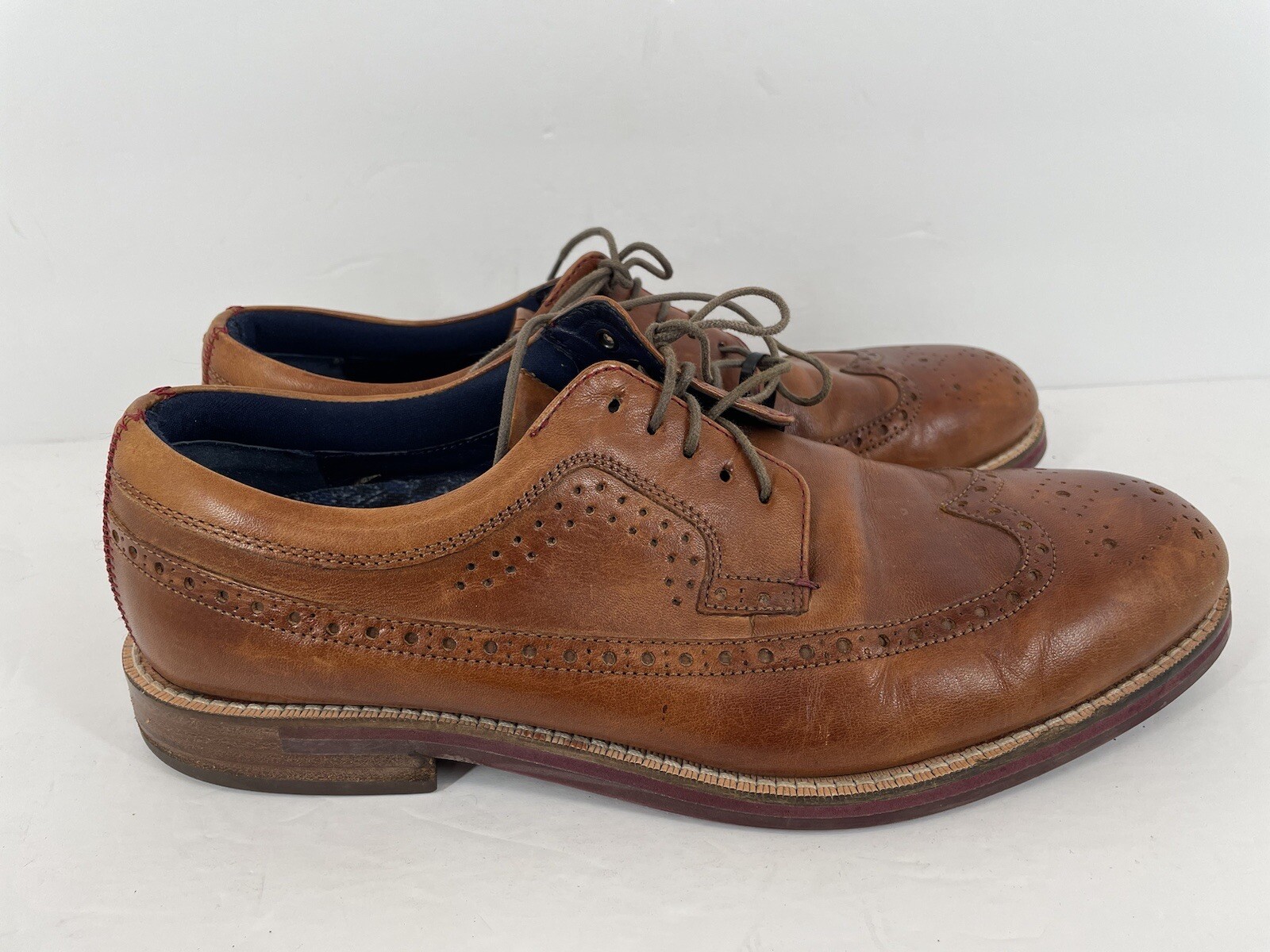 SAOLA Ted Baker London Mition Wingtip Derby pelle marrone chiaro da uomo taglia 11 5