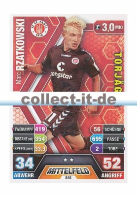 Match Attax Extra 14/15 - 545 - Marc RZATKOWSKI- 2. Bundesliga Torjäger