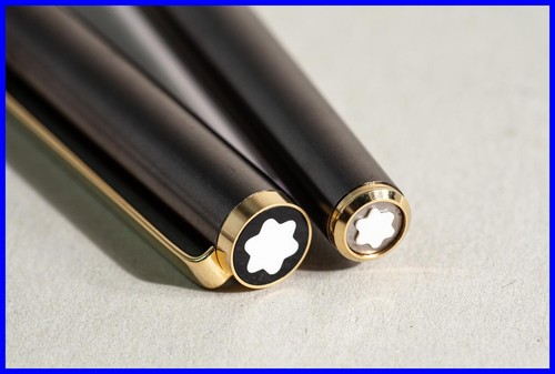 GUN STEEL & GOLD Rollerball Pen - 1990s MONTBLANC SL Triple Star - FEUCHTER addv - Picture 6 of 9