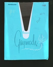 JC Penney Gaymode Flat Knit Nylon Garter Stockings Size 8 1/2 Average Taupe Vtg