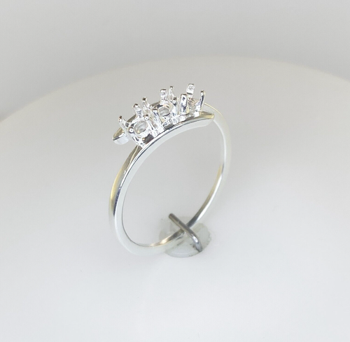 3 mm Round Multi Stone Bypass Sterling Silver Mother's Ring - Picture 3 of 6