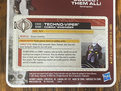 GI JOE 30TH ANNIVERSARY COBRA ENGINEER TECHNO-VIPER! New & Sealed! - Picture 8 of 12