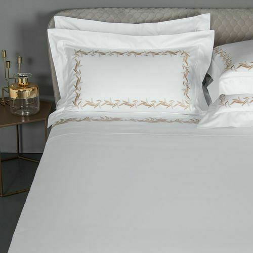 Frette weiß Queen Bettwäsche Set Baumwolle Zenith bestickt karamell neu $ 1600 - Bild 2 von 12
