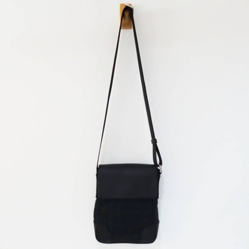 S02-k078 EMPORIO ARMANI Logo allover canvas/leather shoulder bag, black - Picture 11 of 11
