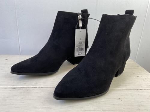 Black Block Heel Ankle Booties 