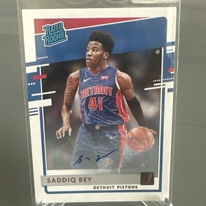 2020-21 Donruss Basketball Saddiq Bey #210 Rated Rookie AUTO Pistons VF1