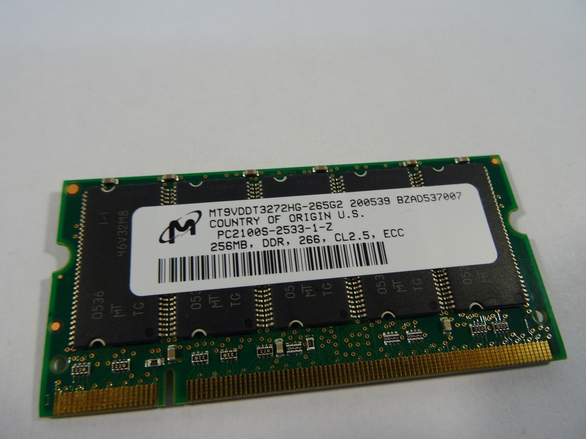 MICRON 256MB DDR PC2100S DDR-266MHZ CL2.5 200PIN SODIMM ECC MICRON 256MB DDR PC2100S DDR-266MHZ CL2.5 200PIN SODIMM ECC