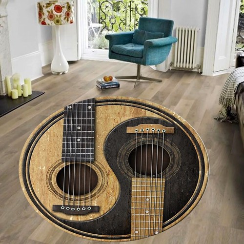 Guitar Rug, Music Rug, Decorative Rug, Yin Yang Themed Rug, Instrument Rug - Picture 2 of 10