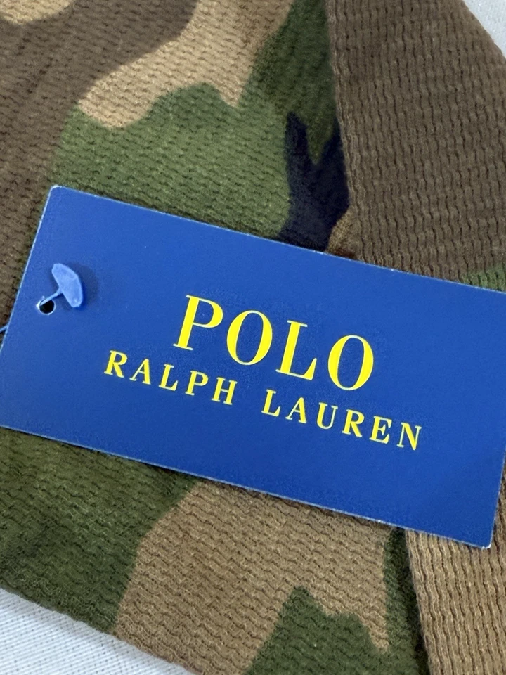 Polo Ralph Lauren Verde Camuflaje Gráfico Tejido Gofre Camisa Térmica para Dormir Para Hombre Med. Foto 4 de 4