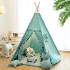 Teepee Tent for Kids with Mat, Star Lights, Carry Case, Cotton Canvas Playhou...
