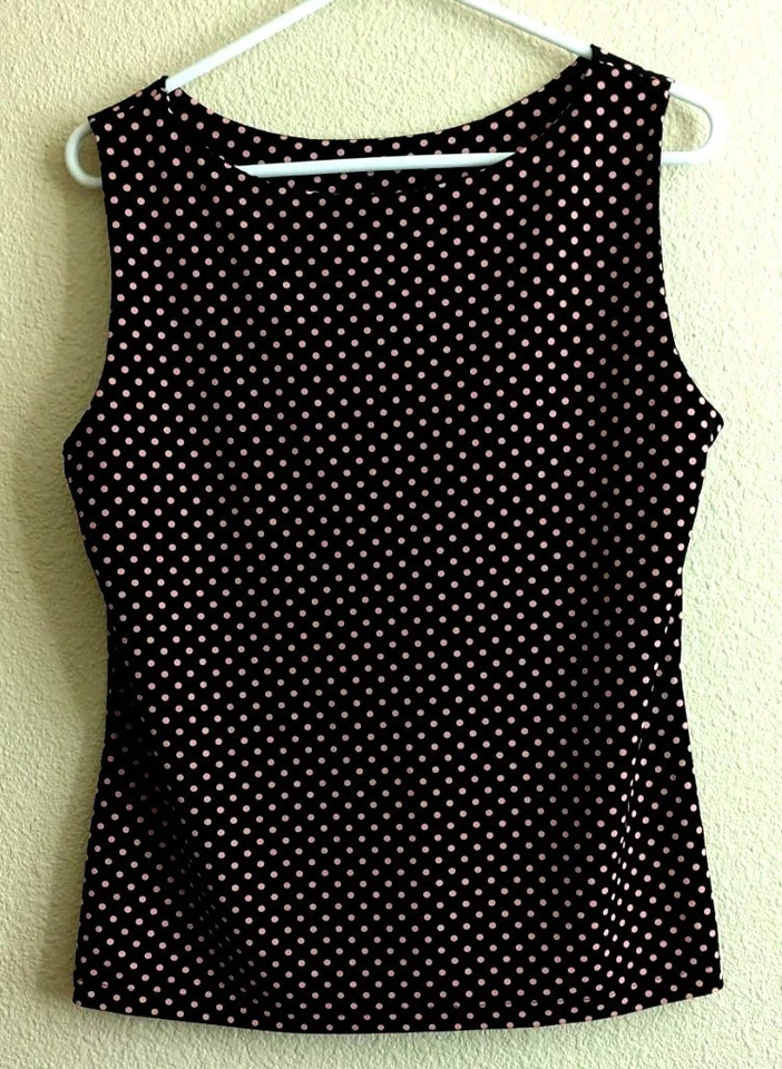 Black Sleeveless Pink Polka Dot Tank By J.T.B. Size XL Y2K Business & Office - Image 2 of 4