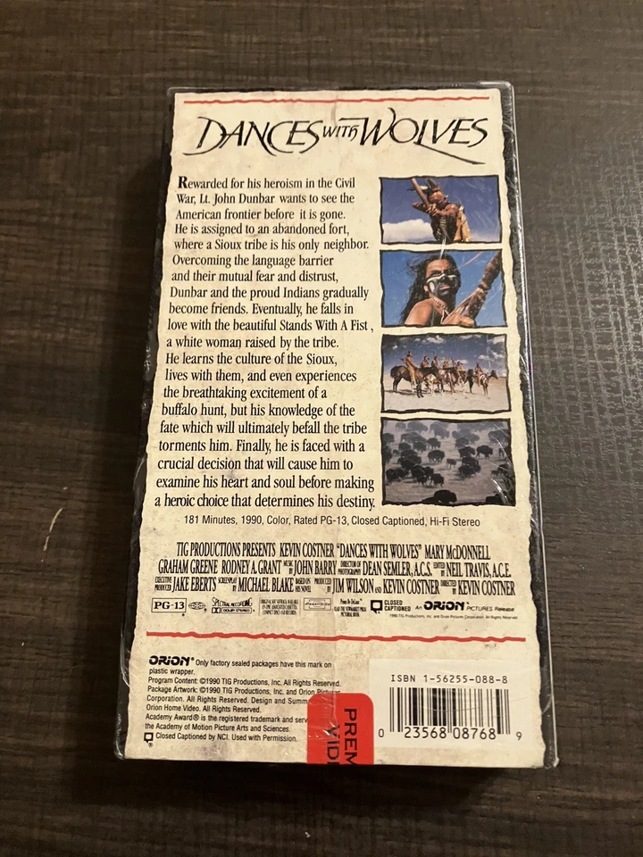 Dances With Wolves (VHS 1990) New Sealed w/ Orion Watermark - Image 2 of 4