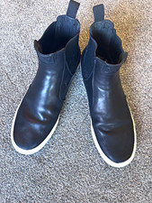 Nike Slip On Leather Ankle Boots Black w/ Whi...