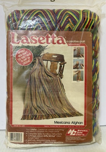 Vintage 1983 Crochet LASETTA Afghan Kit - Brand New - Mexicana Style
