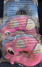 Set Of 3 Kids Travel/neck Pillows- 1 Blue Shark 2 Pink Seahorse-New