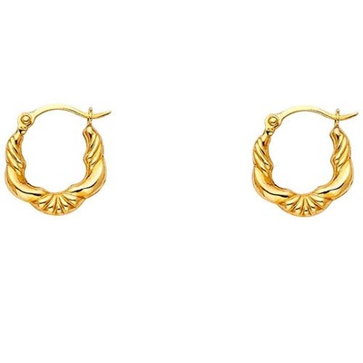 14 Karat Gelbgold 12 mm poliert Wirbel Halbmond Creolen