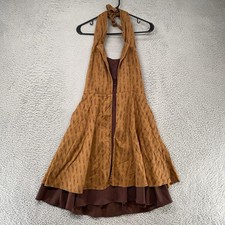 Hot Topic Doctor Who Dress Womens Large Brown Sonic Screwdriver Halter Fit Flare