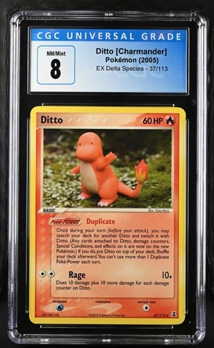 CGC 8 NEAR MINT Ditto [Charmander] 2005 EX Delta Species 37/113 Pokemon Card