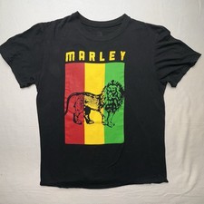 Bob Marley Zion Rootswear Lion T-Shirt Men s L Black Rasta Flag Reggae