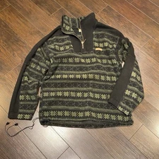 Vintage Louis Garneau Fleece 1/4 Zip Pullover Mens Size L Fair Isles Print
