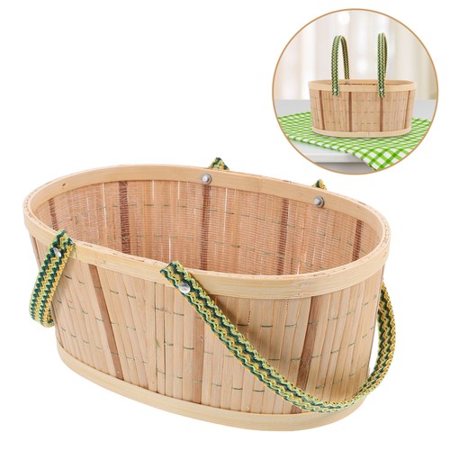 Bamboo Weaving Basket Woven Flower Basket Wedding Flower Girl Basket Wicker - Picture 2 of 12