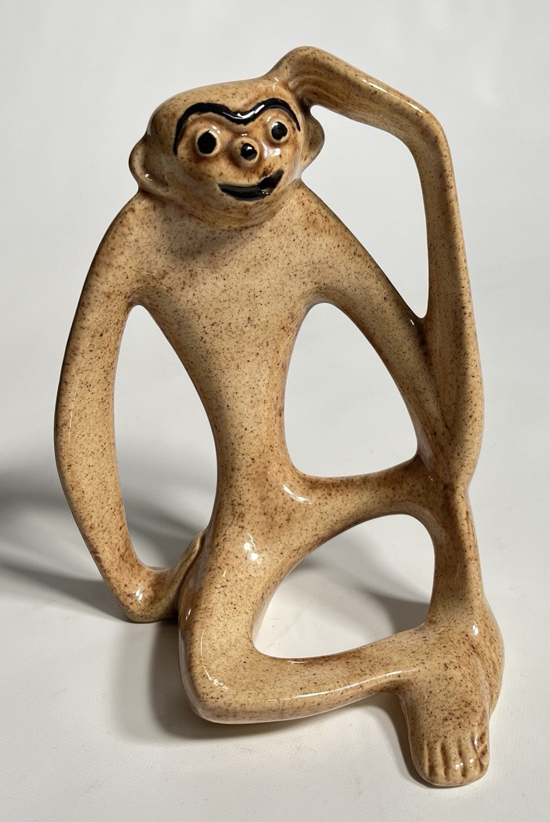 Vintage Mid Century MCM Ceramic Smoking Monkey Figure | eBay