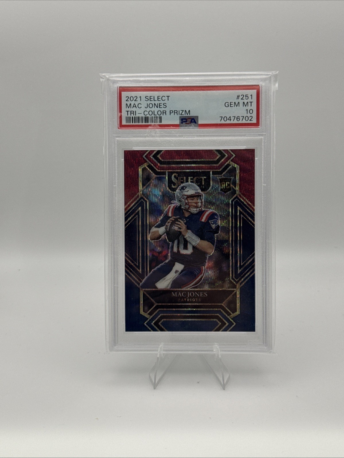 2021 Panini Select - Club Level Mac Jones #251 Tri-Color Prizm /149 PSA 10