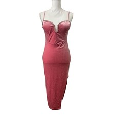 Jessica Embellished Velvet Midi Dress Size M Mauve With Rhinestone Trim