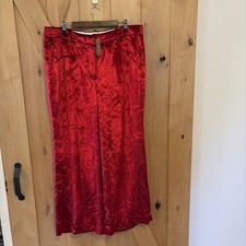 J Crew Womens Size 18 Crushed Red Velvet Wide Leg Trouser NWT
