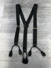 VTG CAS Germany Black Gold Y-Back Suspenders Braces Button Down Stretch 1.25  