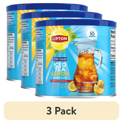 (3 pack) PR Lipton Zero Sugar Lemon Iced Tea Mix, 10 Quarts...
