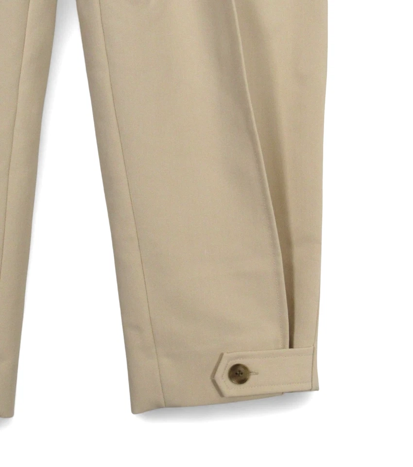 PANTALONES ANTONIO MELANI Beige TWILL Cintura Alta PLISADO/PINTUCKE Botón Dobladillo Talla 2 Foto 3 de 4