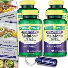 Spring Valley Melatonin 10mg Lemon Balm 4Pk 480ct Bonus Vit Guide Case